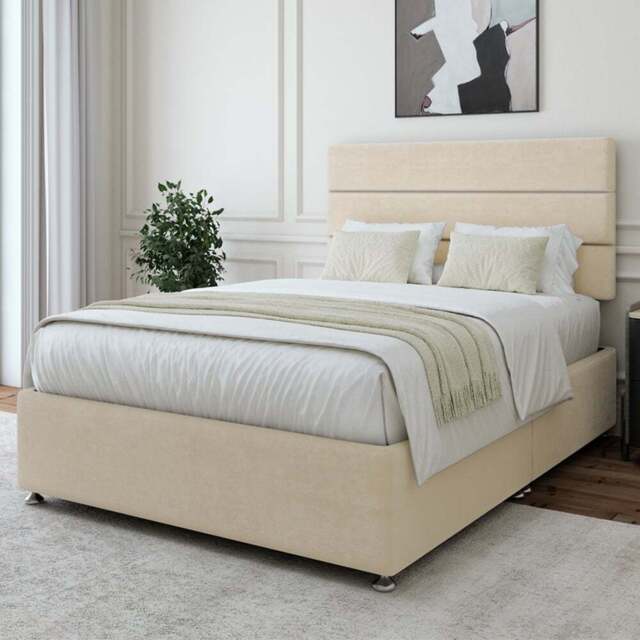 Bedmaster Double Cream Naples Velvet Divan Base - Wilko - image 1