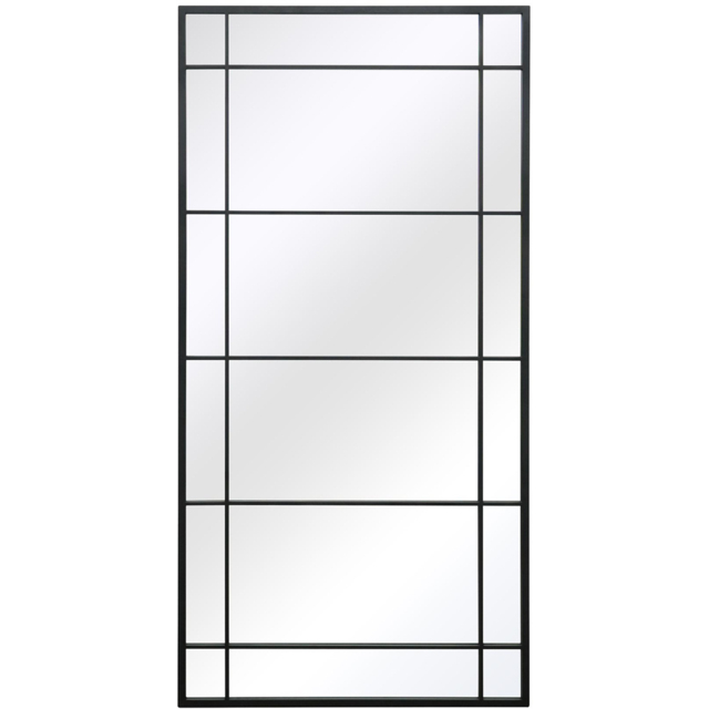 MirrorOutlet The Tabula Black Metal Window Outdoor Garden Wall Mirror 180 x 90cm - Size: 180 x 90 x 3cm - Wilko - image 1