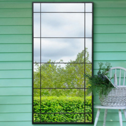MirrorOutlet The Tabula Black Metal Window Outdoor Garden Wall Mirror 180 x 90cm - Size: 180 x 90 x 3cm - Wilko - thumbnail 3