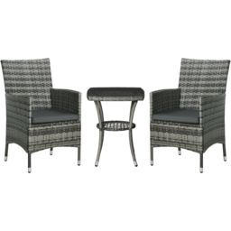 Outsunny 2 Seater Rattan Bistro Set Light Grey - Wilko - thumbnail 3