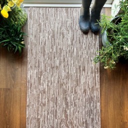 My Mat Stone Broken Stripe Stain Resistant Runner 67 x 200cm - Size: 67 x 200 x 2cm - Brown - Wilko - thumbnail 5