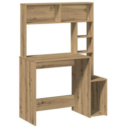 vidaXL 6 Shelf Computer Desk Artisan Oak - Size: 140 x 100 x 45cm - Brown - Wilko - thumbnail 3