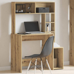vidaXL 6 Shelf Computer Desk Artisan Oak - Size: 140 x 100 x 45cm - Brown - Wilko