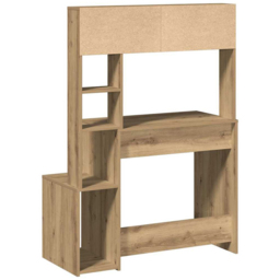 vidaXL 6 Shelf Computer Desk Artisan Oak - Size: 140 x 100 x 45cm - Brown - Wilko - thumbnail 6
