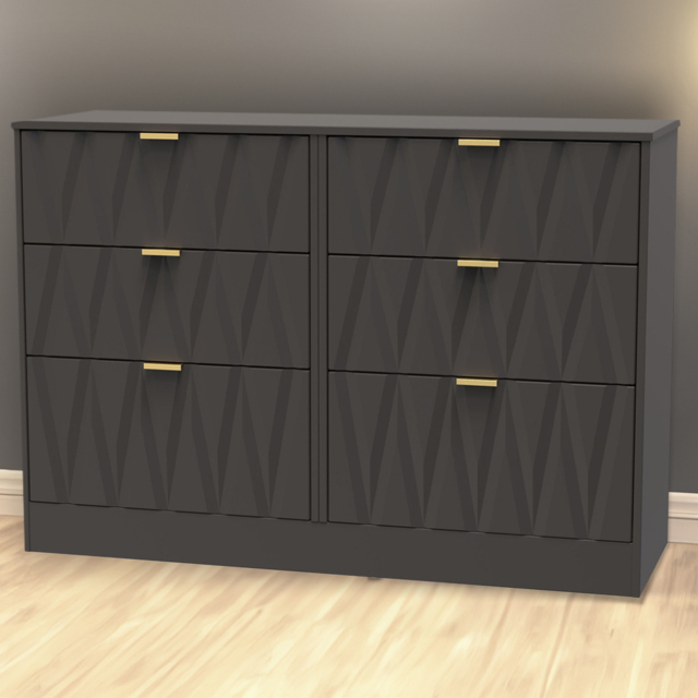 Crowndale Las Vegas 6 Drawer Graphite Chest of Drawers Ready Assembled - Grey - Wilko - image 1