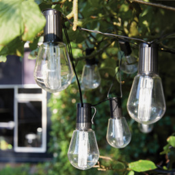 Luxform Alicante Solar Powered LED String Lights 3.5m - Size: 4.5 x 4.5 x 0.93cm - Black - Wilko