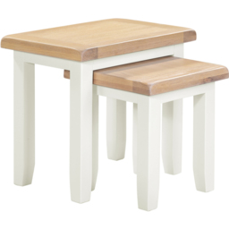 Seconique Windsor Ivory and Oak Nest of Tables Set of 2 - Size: 50 x 54 x 37cm - Ivory/Oak - Wilko - thumbnail 3