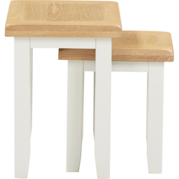 Seconique Windsor Ivory and Oak Nest of Tables Set of 2 - Size: 50 x 54 x 37cm - Ivory/Oak - Wilko - thumbnail 4