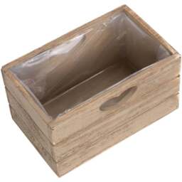 Red Hamper Oak Effect Wooden Planter - Size: 14 x 22cm - Brown - Wilko