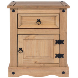 Core Products Corona Single Door Single Drawer Antique Pine Bedside Table - Brown - Wilko - thumbnail 4