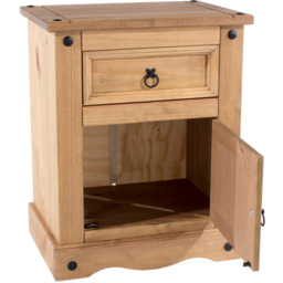 Core Products Corona Single Door Single Drawer Antique Pine Bedside Table - Brown - Wilko - thumbnail 5