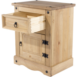 Core Products Corona Single Door Single Drawer Antique Pine Bedside Table - Brown - Wilko - thumbnail 6