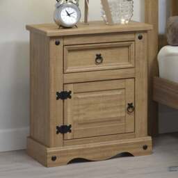 Core Products Corona Single Door Single Drawer Antique Pine Bedside Table - Brown - Wilko - thumbnail 1