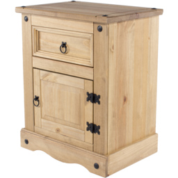 Core Products Corona Single Door Single Drawer Antique Pine Bedside Table - Brown - Wilko - thumbnail 3