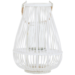 Premier Housewares Lentigo White Bamboo Lantern Small - Size: 28 x 28 x 38cm - Wilko - thumbnail 4