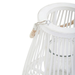 Premier Housewares Lentigo White Bamboo Lantern Small - Size: 28 x 28 x 38cm - Wilko - thumbnail 5