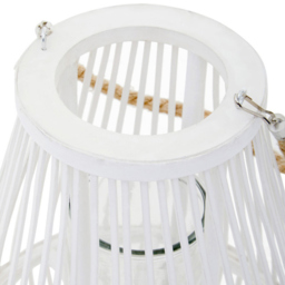 Premier Housewares Lentigo White Bamboo Lantern Small - Size: 28 x 28 x 38cm - Wilko - thumbnail 6