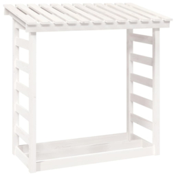 vidaXL White Pine Wood Firewood Log Holder 110 x 108 x 64.5cm - Wilko - thumbnail 1