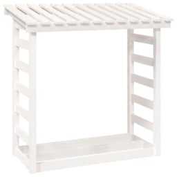 vidaXL White Pine Wood Firewood Log Holder 110 x 108 x 64.5cm - Wilko