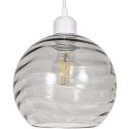 Happy Homewares Designer Smoked Circular Ribbed Glass Non Electric Pendant Shade - Size: 18 x 20 x 20cm - Grey - Wilko - thumbnail 1