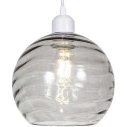 Happy Homewares Designer Smoked Circular Ribbed Glass Non Electric Pendant Shade - Size: 18 x 20 x 20cm - Grey - Wilko - thumbnail 6