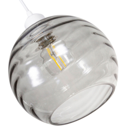 Happy Homewares Designer Smoked Circular Ribbed Glass Non Electric Pendant Shade - Size: 18 x 20 x 20cm - Grey - Wilko - thumbnail 5