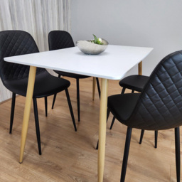 Portland 4 Seater Faux leather Dining Set White and Black - Multi - Wilko - thumbnail 5