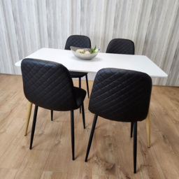 Portland 4 Seater Faux leather Dining Set White and Black - Multi - Wilko - thumbnail 6