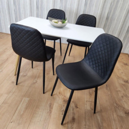 Portland 4 Seater Faux leather Dining Set White and Black - Multi - Wilko - thumbnail 3