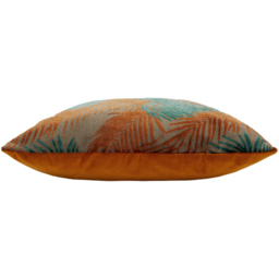 Paoletti Palm Grove Teal and Rust Velvet Jacquard Cushion - Size: 50 x 50 cm - Multi - Wilko - thumbnail 5