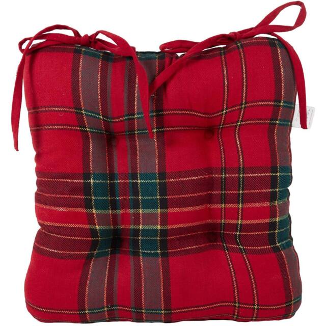 Tartan Seat Pad - Red - Wilko - image 1