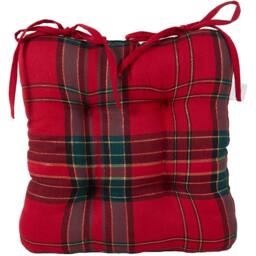 Tartan Seat Pad - Red - Wilko
