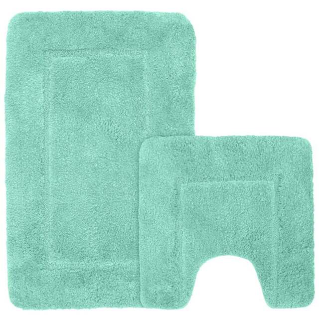 Mayfair Seafoam Micro Fibre Bath Mat Set - Green - Wilko - image 1