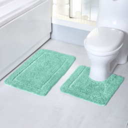 Mayfair Seafoam Micro Fibre Bath Mat Set - Green - Wilko - thumbnail 3