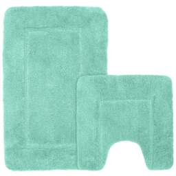 Mayfair Seafoam Micro Fibre Bath Mat Set - Green - Wilko