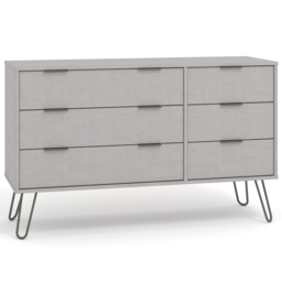 Augusta 6 Drawer Grey Wide Chest of Drawers - Wilko - thumbnail 4