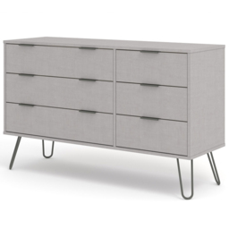Augusta 6 Drawer Grey Wide Chest of Drawers - Wilko - thumbnail 3