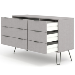 Augusta 6 Drawer Grey Wide Chest of Drawers - Wilko - thumbnail 5
