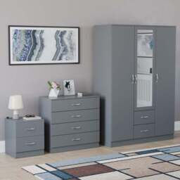 VIDA DESIGNS Riano Grey 3 Piece Bedroom Furniture Set - Wilko