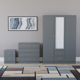 Vida Designs Riano Grey 3 Piece Bedroom Furniture Set - Wilko - thumbnail 3