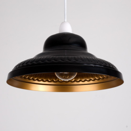 ValueLights Delta Black and Gold Pendant Lamp Shade - Size: 12 x 28 x 28cm - Wilko - thumbnail 4