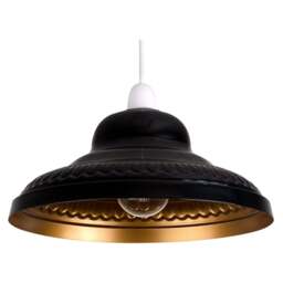 ValueLights Delta Black and Gold Pendant Lamp Shade - Size: 12 x 28 x 28cm - Wilko - thumbnail 1