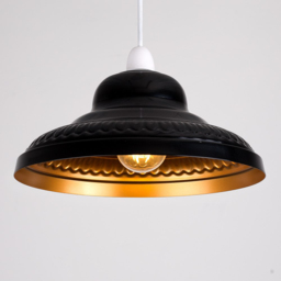 ValueLights Delta Black and Gold Pendant Lamp Shade - Size: 12 x 28 x 28cm - Wilko - thumbnail 5