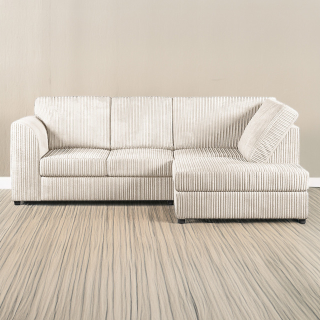 Luxor 4 Seater Cream Jumbo Cord Full Back Right Hand L Shape Corner Sofa - Wilko - image 1