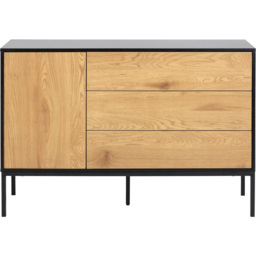 Florence Seaford Single Door 3 Drawer Black and Oak Small Sideboard - Furniture To Go - Wilko - thumbnail 4