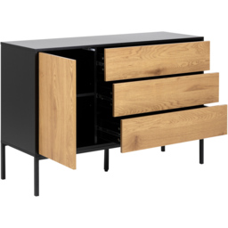 Florence Seaford Single Door 3 Drawer Black and Oak Small Sideboard - Furniture To Go - Wilko - thumbnail 6