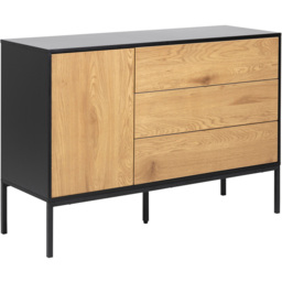 Florence Seaford Single Door 3 Drawer Black and Oak Small Sideboard - Furniture To Go - Wilko - thumbnail 3