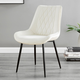 Furniturebox Elissa Cesano Marble Effect 2 Seater Round Dining Set White Cream and Black - Wilko - thumbnail 4