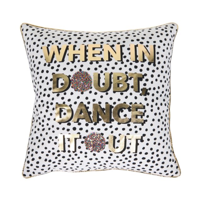 Dance It Out Cushion White, Black and Gold - Wilko - image 1