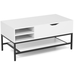 Costway 3 Shelf White Lift Up Top Coffee Table - Size: 112 x 57 x 16cm - Wilko - thumbnail 3